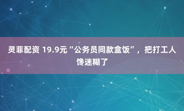 灵菲配资 19.9元“公务员同款盒饭”，把打工人馋迷糊了